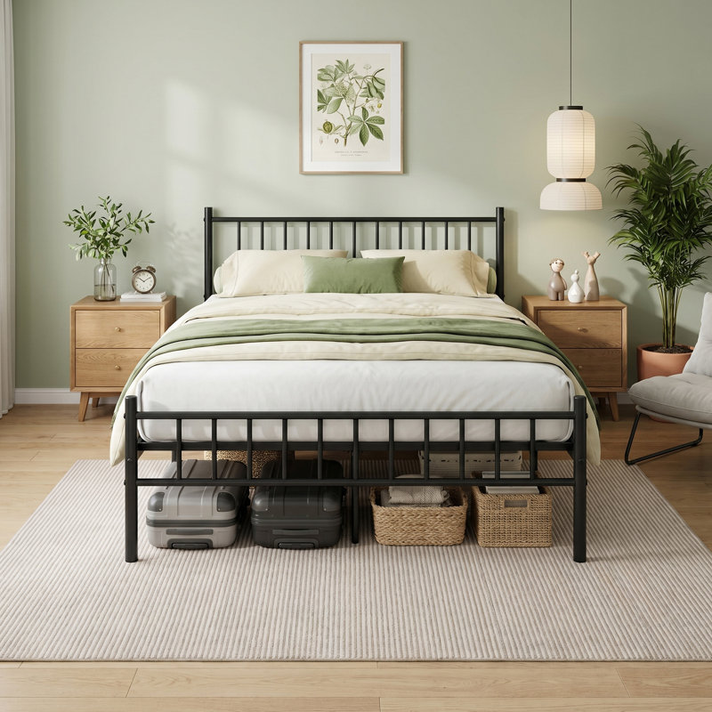 Aurora-Leigh UK Small Double - DE 120 X 190 Cm Metal Bed, Black