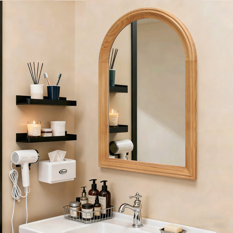 Miroir mural arqué avec cadre en bois H 35,43 "x l 23,62"