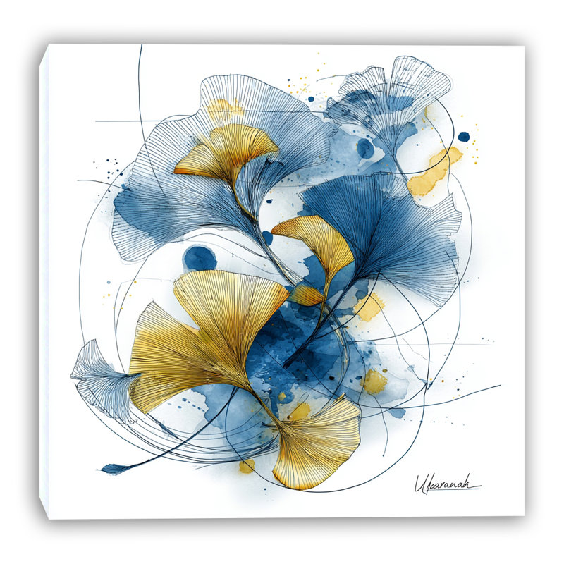 Botanical Line Bloom Wrapped Canvas Wall Art, 40"H x 40"W x 1.5"D