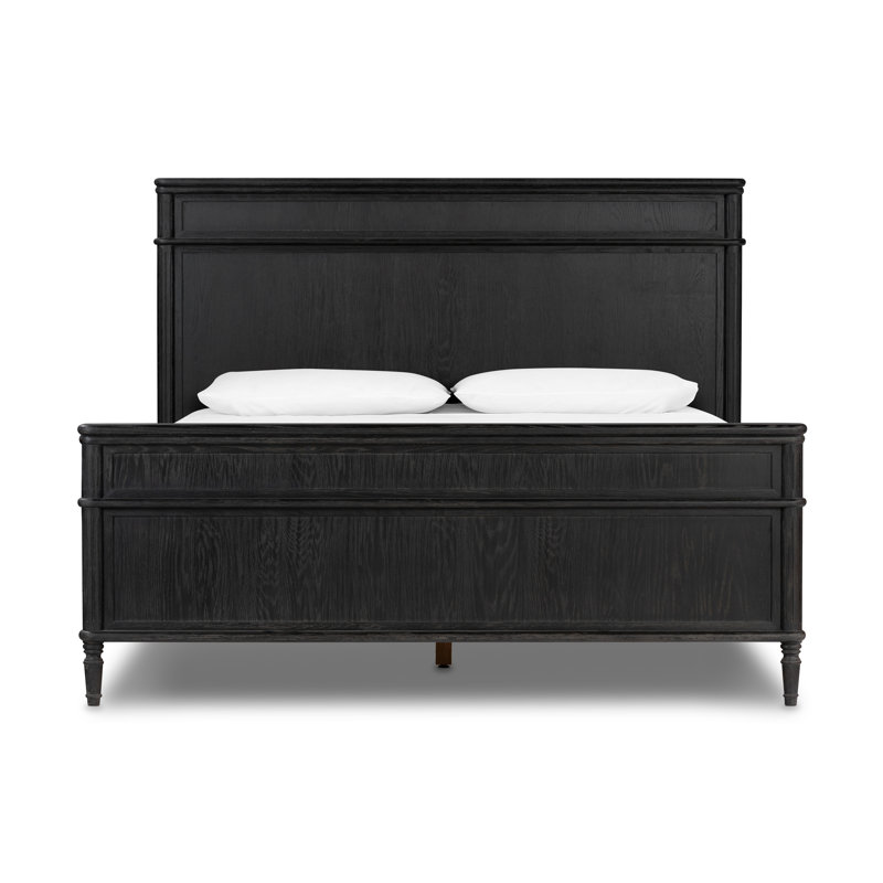 Toulouse Solid Wood Bed, King, Distressed Black