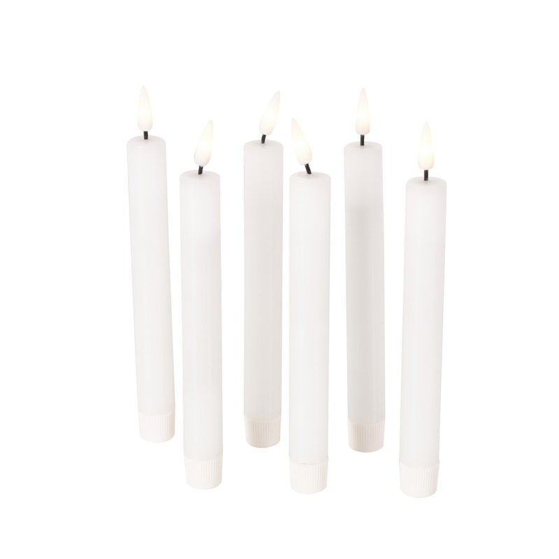 Wax Indoor and Outdoor Flameless Pillar Candles with Remote Control, 8.25" x 0.90" Pillar, White