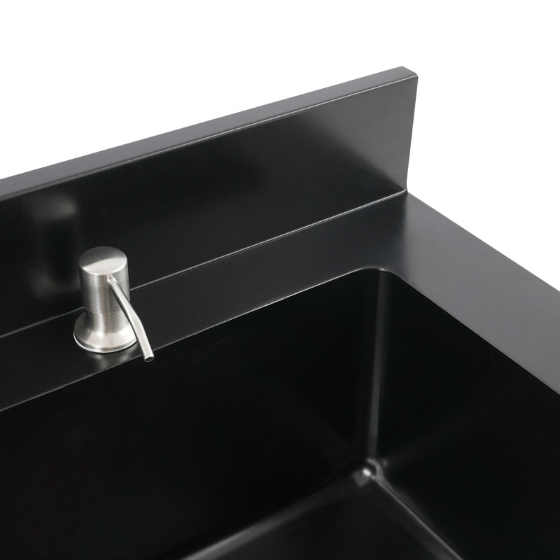 Freestanding Kitchen Sink Stainless Steel Utility Sink Laundry&Utility Room Sink Rectangular Single Bowl Sink With Pull-Out Faucet