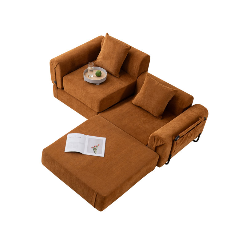 Lit convertible pliable Boneless et canapé-lit modulaire moderne, Orange