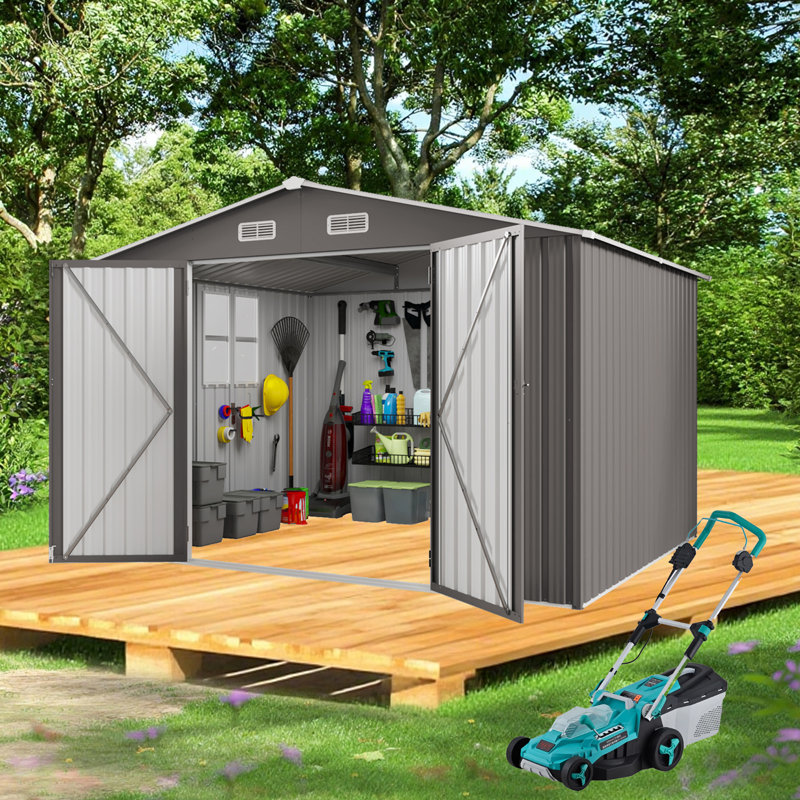 Spacieuse remise extérieure en métal pour le rangement et l’atelier de jardin moderne