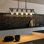 Luminaire suspendu 34 po en or noir 34 po - 5 douilles E26, chaîne réglable pour la salle à manger, îlot de cuisine, douilles d'ampoule du salon, hauteur, design rétro