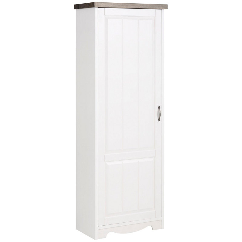 1 Door Wardrobe, White/Grey