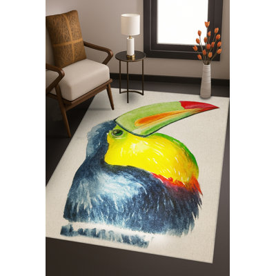 Tapis tissé crème à imprimé tigre Mosso