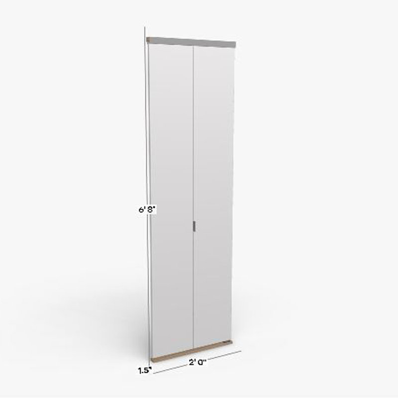 Porte pliante encastrée en bois manufacturé apprêté, 24 po x 80 po, Chrome apprêté