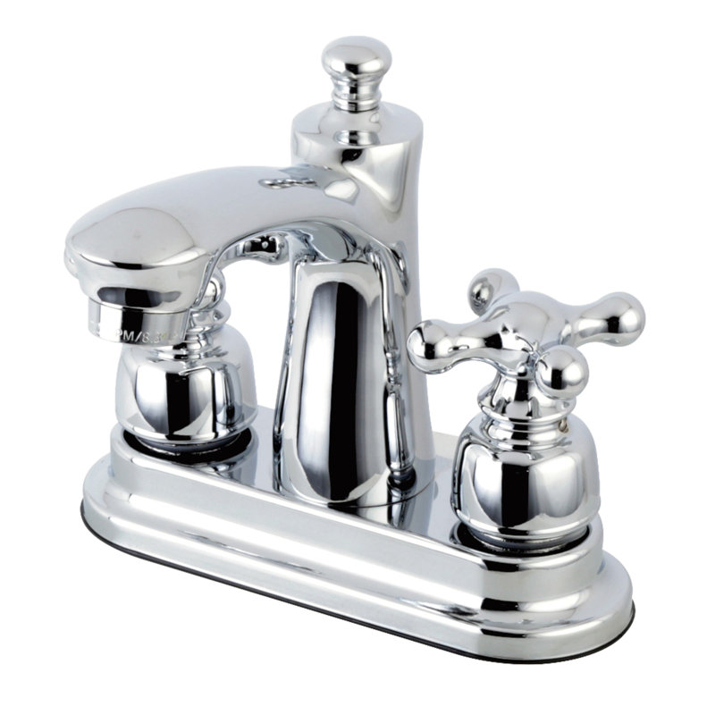 Victorian Centerset Lavatory Faucet with Drain Assembly, Polished Chrome