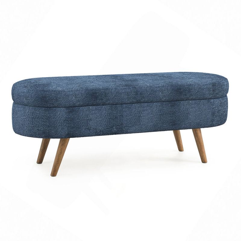 Banc de rangement rembourré 2 places Maly, Bleu très foncé