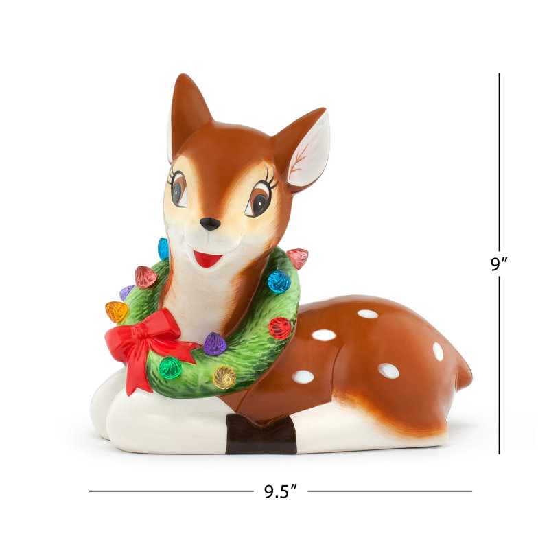 9" Nostalgic Ceramic Lit Reindeer