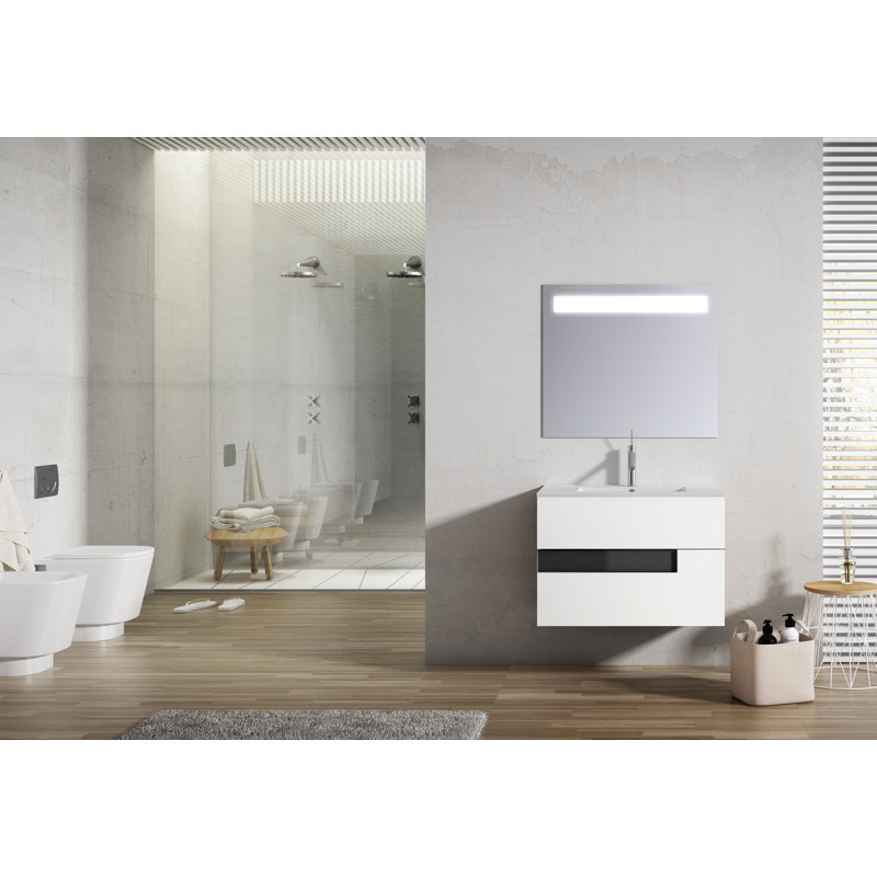 Ensemble de meuble-lavabo simple 28 po Malika, Blanc / noir