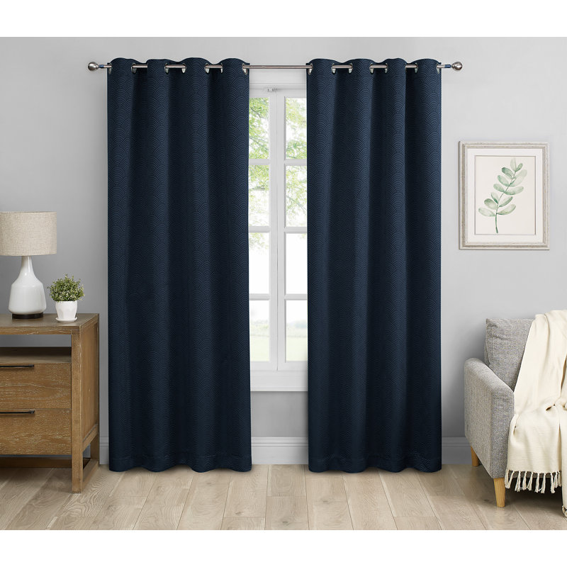 Pulteney Blackout Curtain Collection Blackout Curtain Pair, 52" W x 108" L, Navy Blue