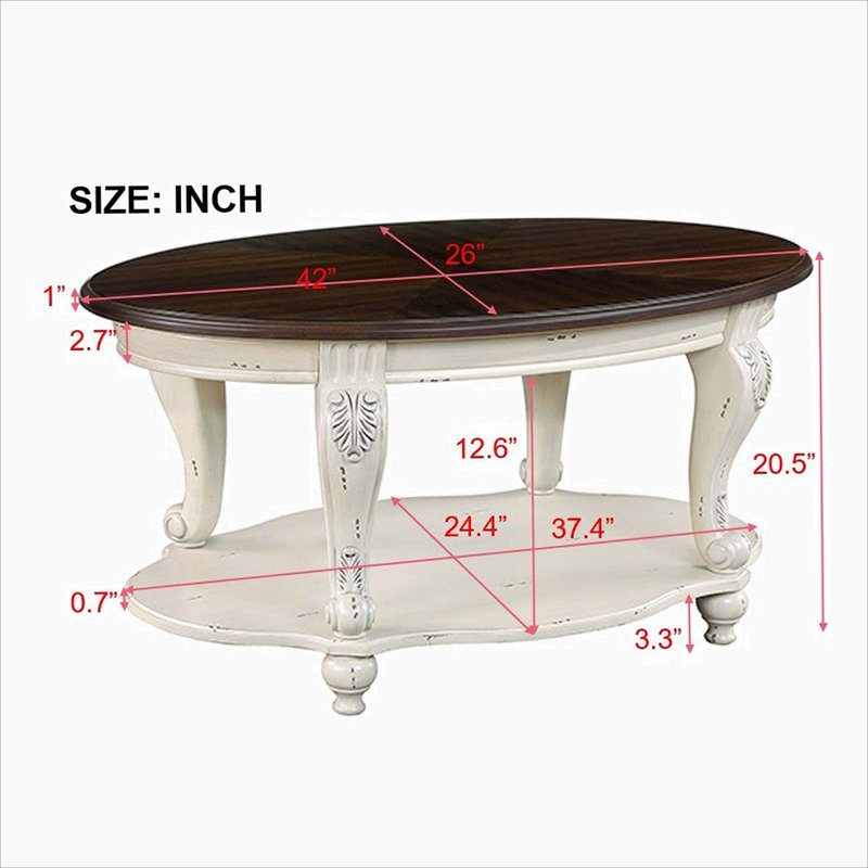 Ensemble de table de salon 3 pièces Ahriah, Brun foncé / Beige