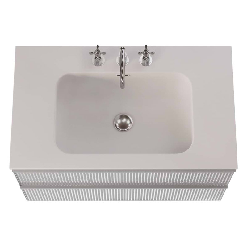Astor 42" Single Vanity With Integrated White Solid Surfacetop, 36", Pearl