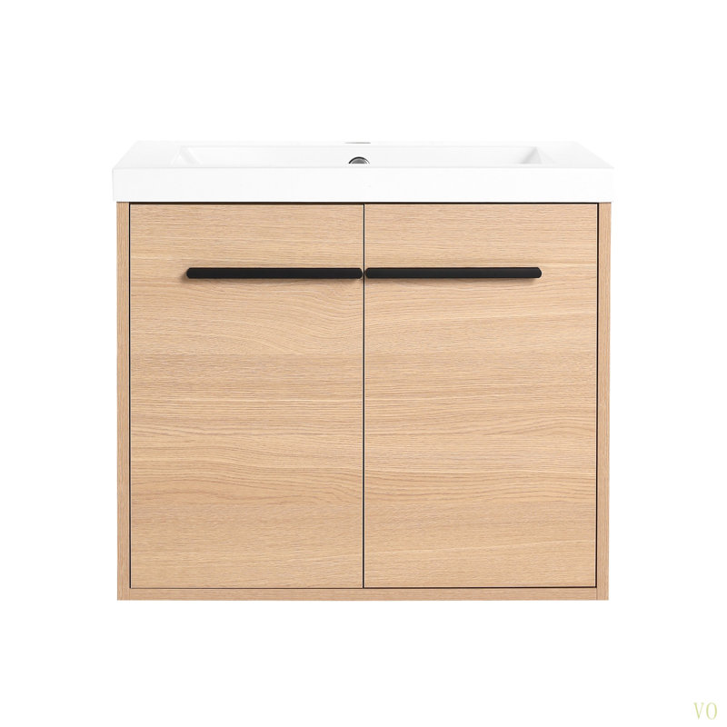 Ensemble de meuble-lavabo 24 po avec lavabo à poser en résine, ensemble d'armoire de salle de bain 2 portes