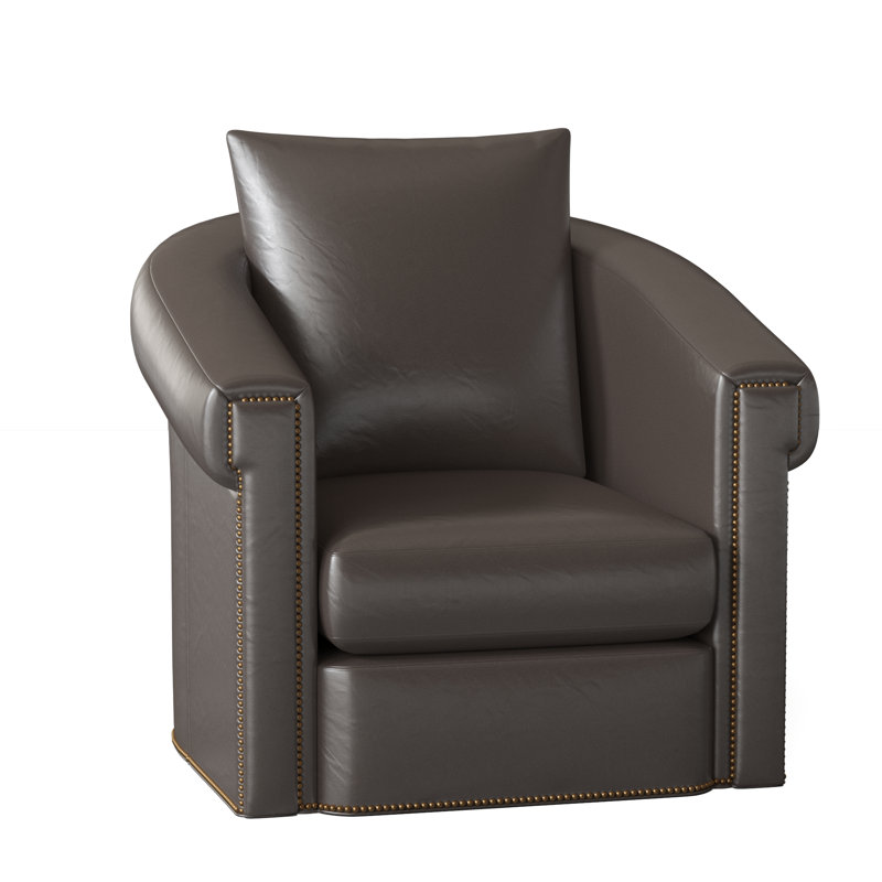 Andre Swivel Armchair, French Natural, Aline Fumo Genuine Leather