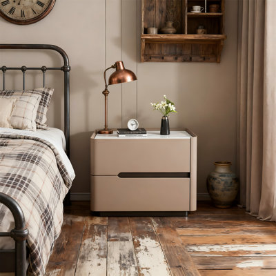 Solid Wood End Table With 2 Soft-close Drawers, 2-tier Nightstand For Bedroom And Living Room, Modern Side Table With Ample Storage Space
