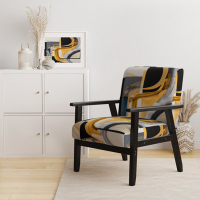 Fauteuil rembourré gris et jaune Kycia