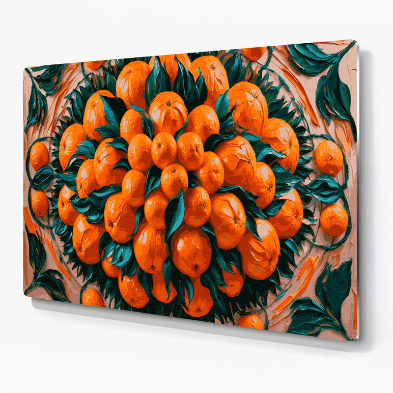 Fruit Monkey Orange Brown Metal Wall Art, 11" H x 14" W