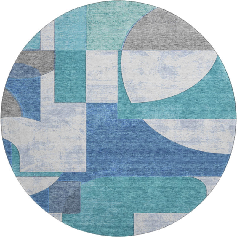 Tapis Mid-Century Premium lavable à la machine Mehara AMF1692, Rond 8 pi