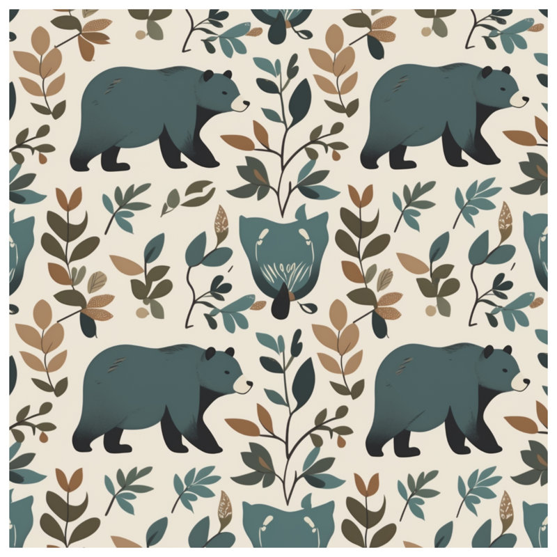 Rideaux de douche Bear Botanical Illustration, L 70 po x H 72 po