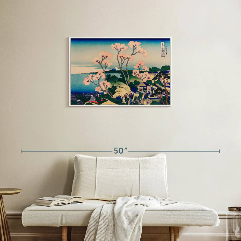 Fuji de Gotenyama sur le Tokaido à Shinagawa, 31 po x 21 po, Cadre flottant blanc