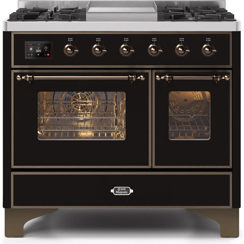 Majestic II 40" 3.82 cu. ft. Freestanding Dual Fuel Range with Griddle, Liquid Propane, Gloss Black/Bronze