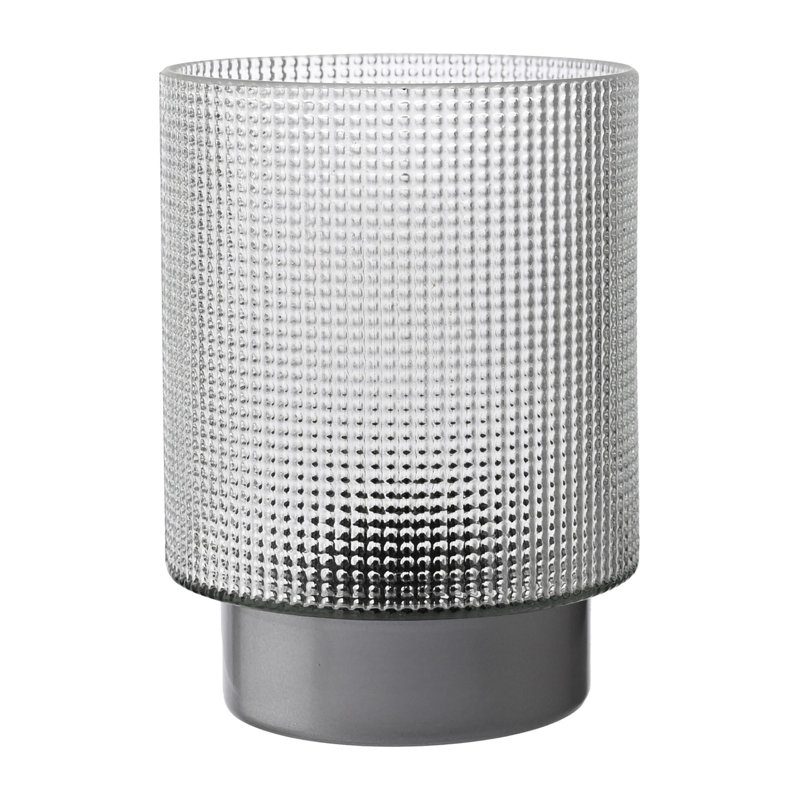 Battery Operated Textured Glass Lamp With Silver Base, Silver 