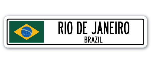 Plaque de rue Rio de Janeiro en plastique robuste 7 po x 30 po