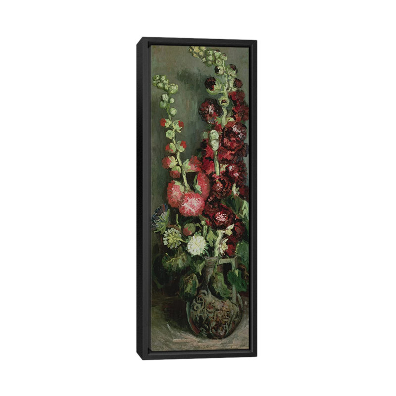 «Vase of Hollyhocks, 1886» par Vincent Van Gogh, reproduction d'art panoramique, H 36 po x l 12 po x P 1,5 po