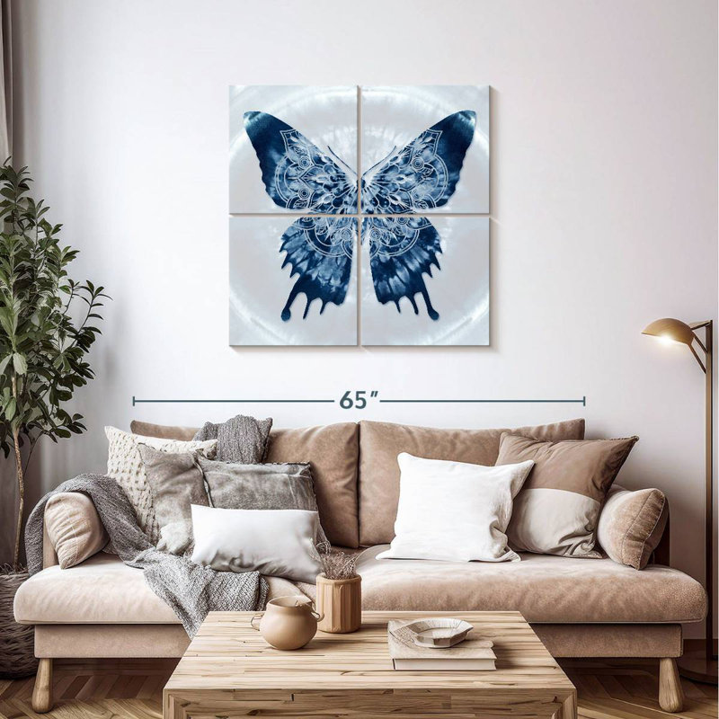 Mandala de rois papillon indigo Batik