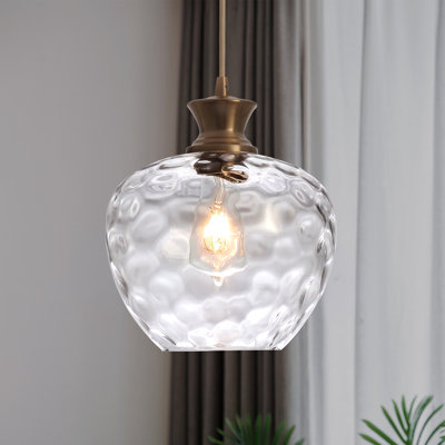 Luminaire suspendu pour îlot de cuisine 1 lumière avec abat-jour en verre martelé Drage