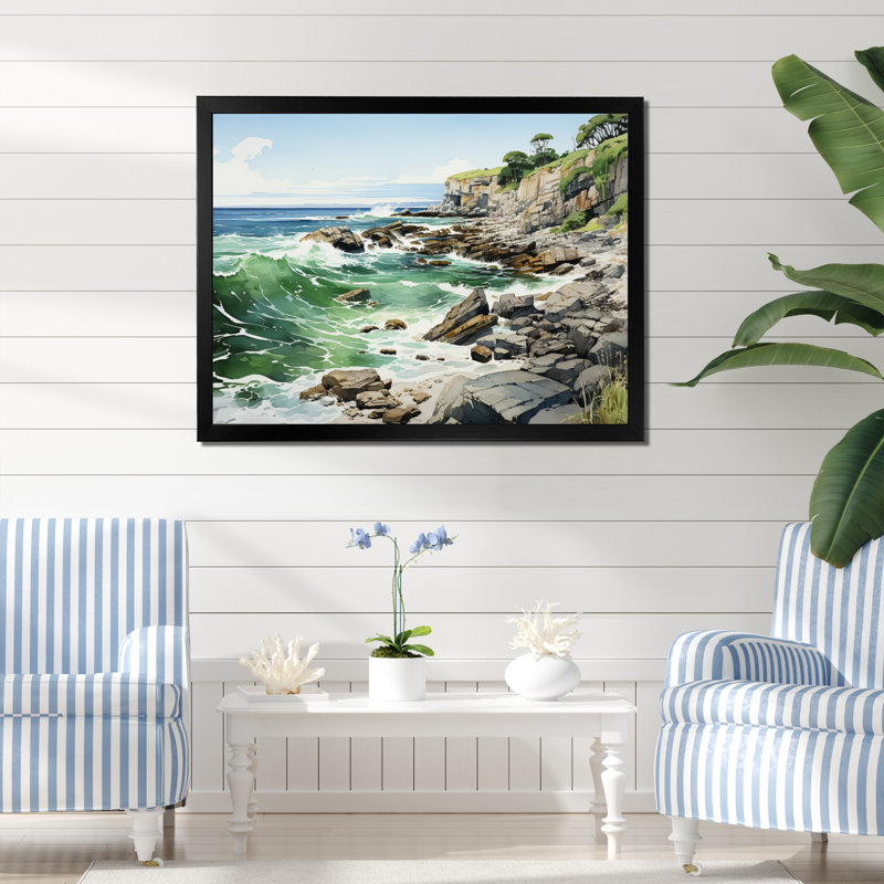 Coastal Rocks - reproduction sur toile, H 12 po x l 20 po x P 1 po, Toile tendue