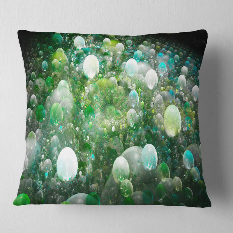 Fractal Molecule Pattern - Abstract Printed Pillow, 18" x 18", Green/Black, Throw Pillow