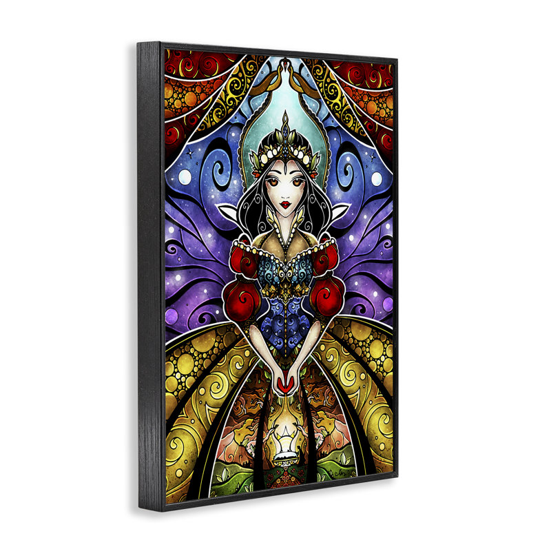 Nouveau portrait de princesse, estampe numérique, design par Mandie Manzano, H 18 po x l 12 po, Giclée encadrée noir minuit