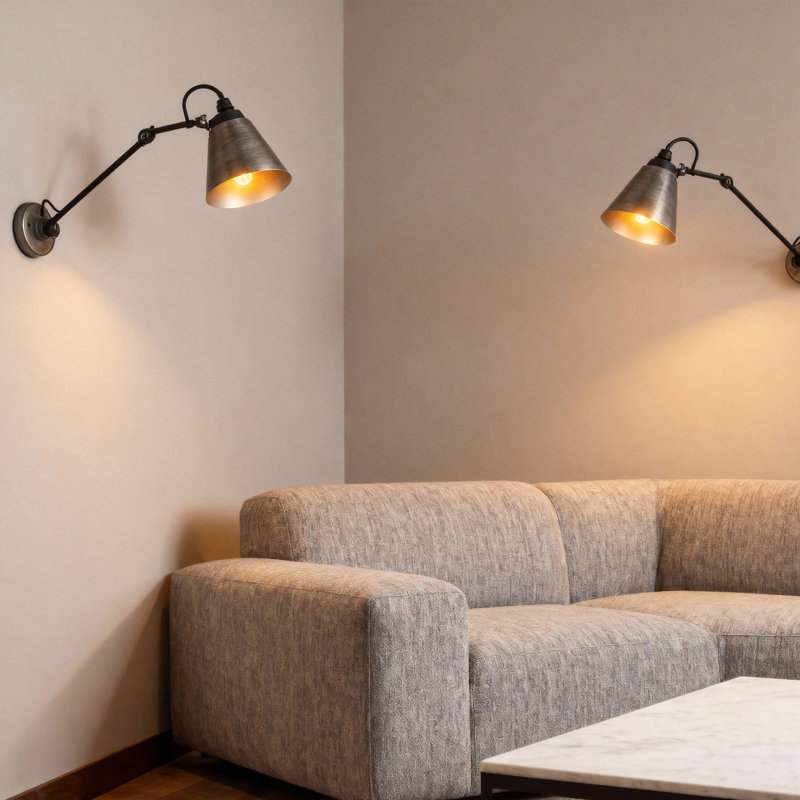 Latee Dimmable Swing Armed Sconce, Gray/Black