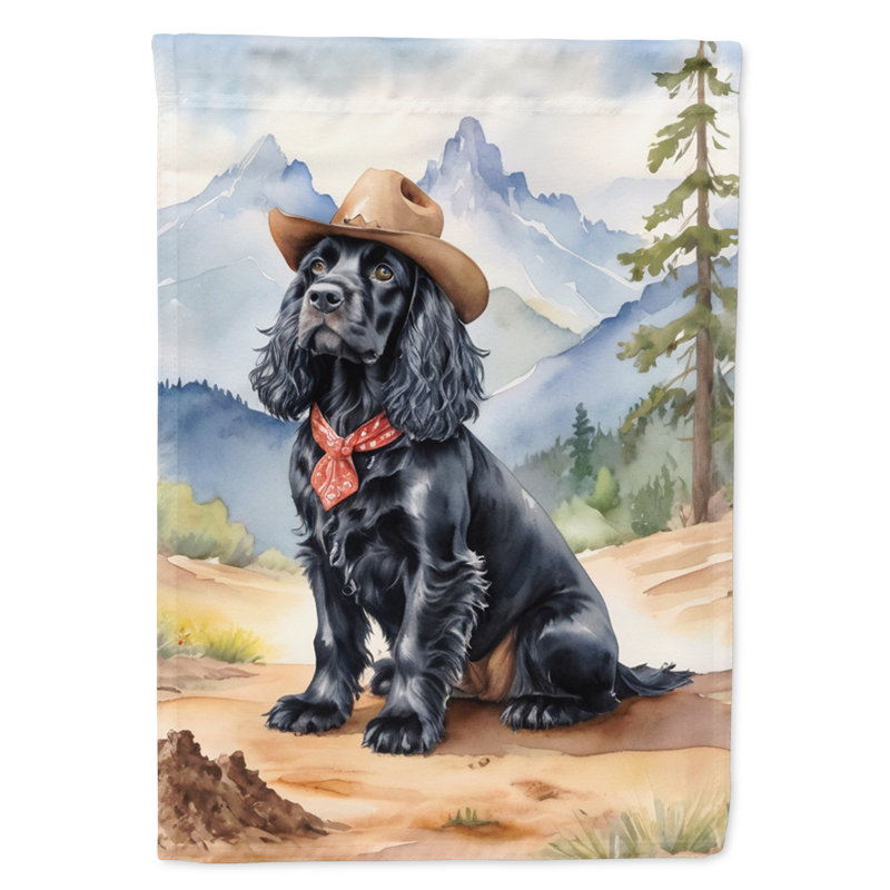 Drapeau Cowboy Welcome Garden, Épagneul cocker noir