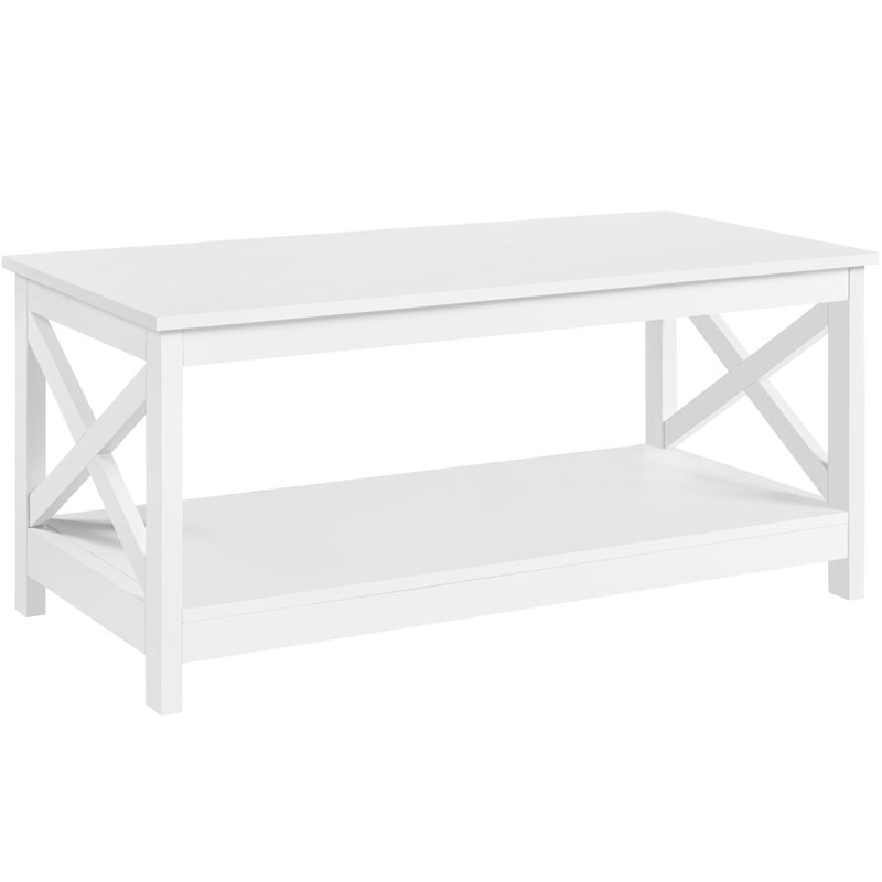 Solid Coffee Table with Storage, White