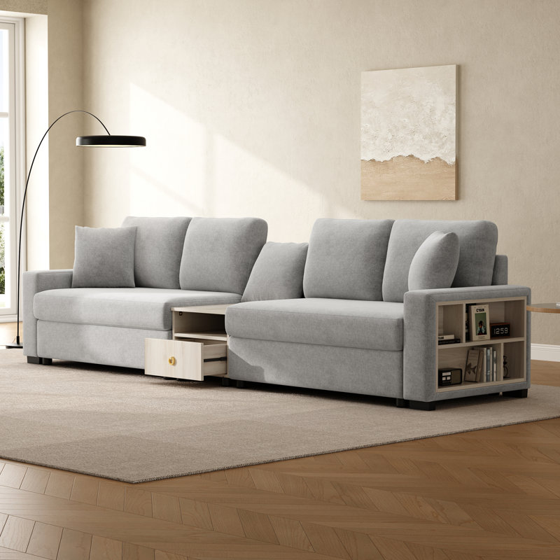 Canapé rembourré Calvera, Gris, L 127,9 po x P 31,1 po x H 32,3 po