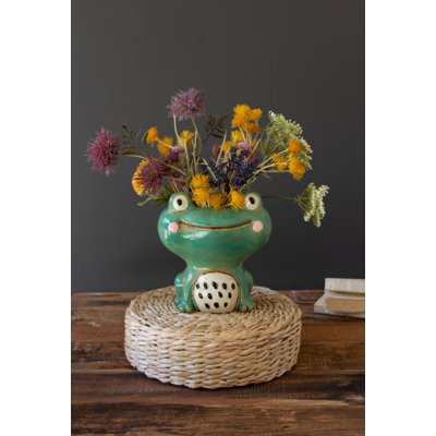  Animal Shaped Ceramic Planter – Frog – 8" Tall