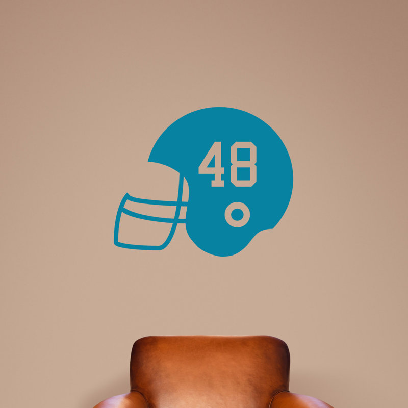 Adhésif mural casque de football, Bleu sarcelle, Oui