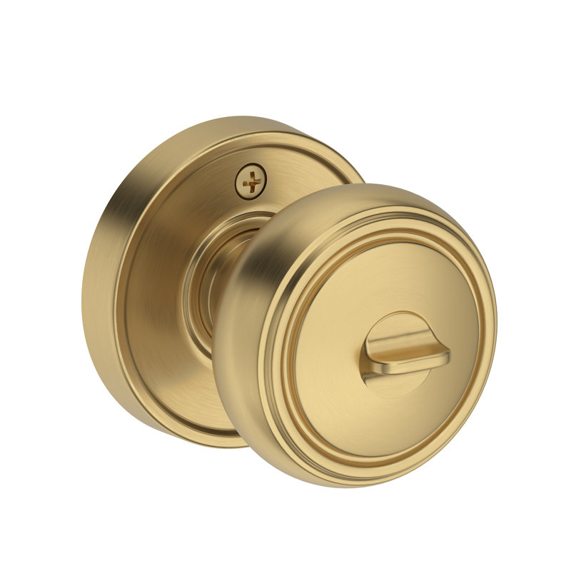Bremerton Keyed Entry Knob with Recessed Round Rose in Matte Black, Satin Brass