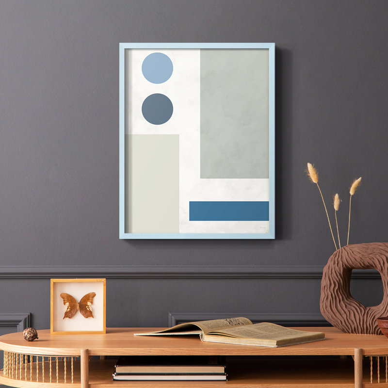 Étoiles alignées I, reproduction encadrée - bois massif, H 10 po x l 8 po, Bleu