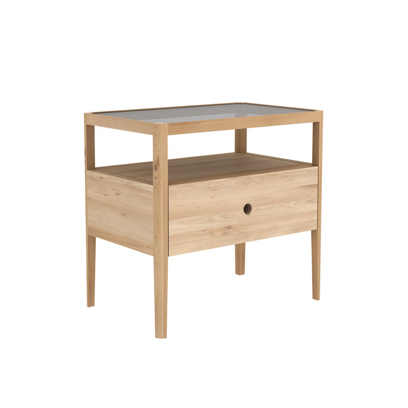 Spindle 1 - Drawer Solid Wood Nightstand, Natural
