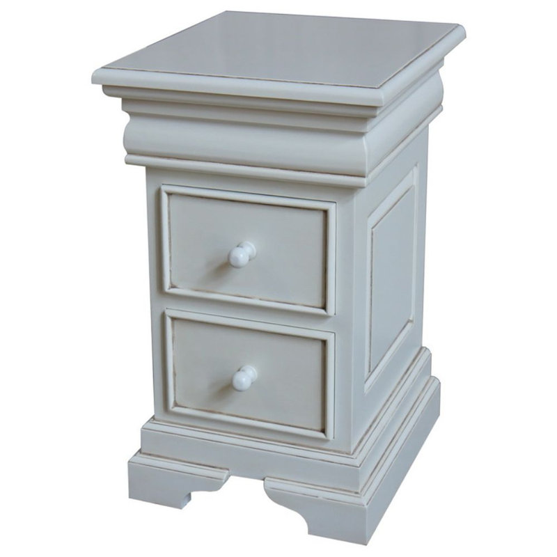 Beaulieu 46cm W Solid Wood Bedside Table, Antique White
