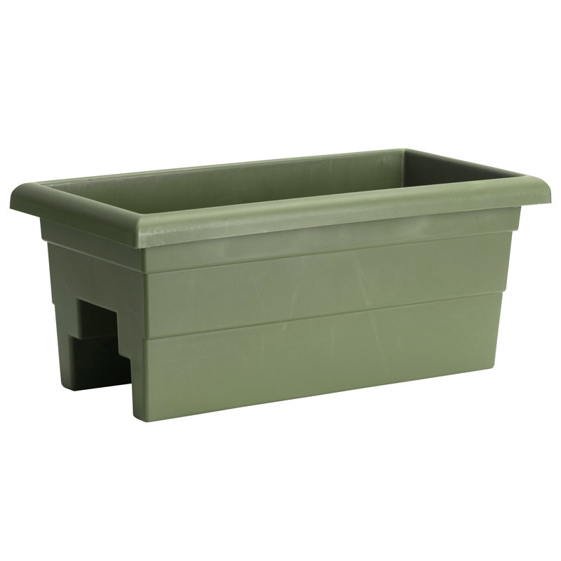 Kaysville Plastic Rectangular Railing Planter, Sage