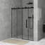 56 à 60 po X P 72 po H Porte de douche coulissante sans cadre au fini noir mat avec verre trempé transparent-117010676