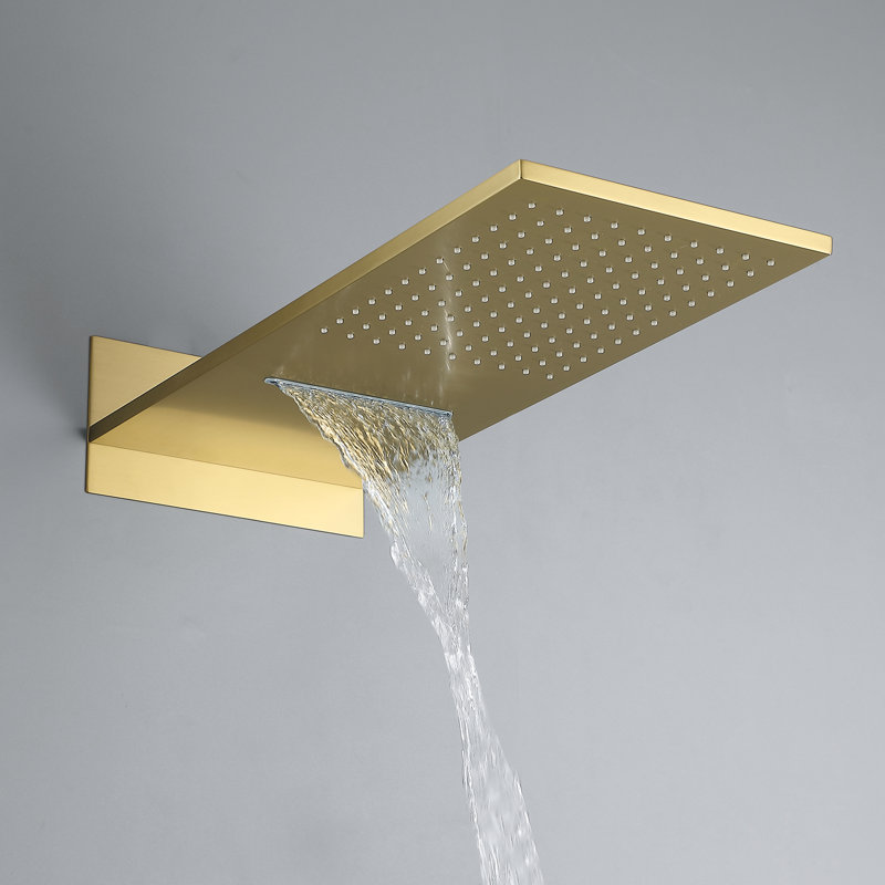 Complete Shower System with Rough in-Valve, Brushed Gold