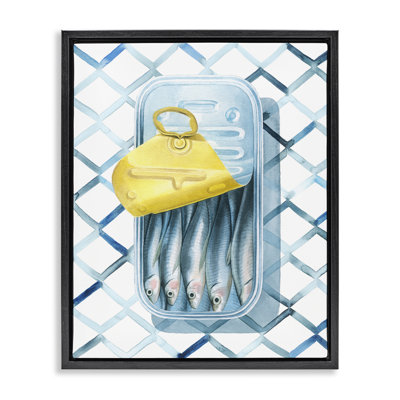 Toile flottante encadrée, "Geometric Sardines Can" par Grace Popp